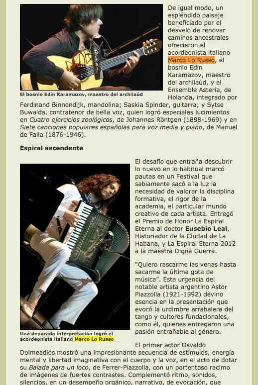 Bohemia, Revista fundada en 1908, 22 Ottobre 2012 Música de Cámara El asombro del sonido IV Festival Leo Brouwer