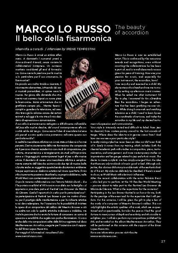 Marco Lo Russo Il bello della fisarmonica Mondo in Blue Settembre 2012