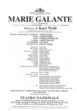 Marie Galante Kurt Weill Teatro Opera Roma